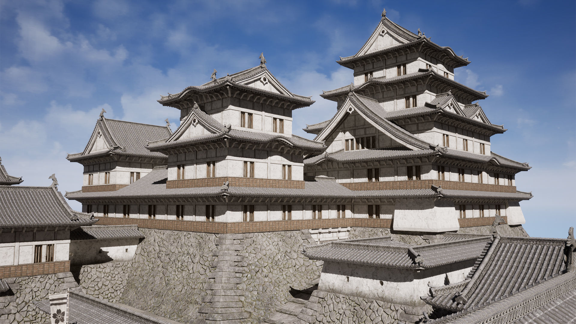 Japanese Modular Castle Low-poly 3D model_3