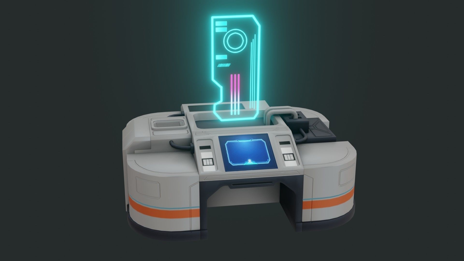 Sci-Fi Control Panel - Game Ready - PBR Low-poly 3D model_9