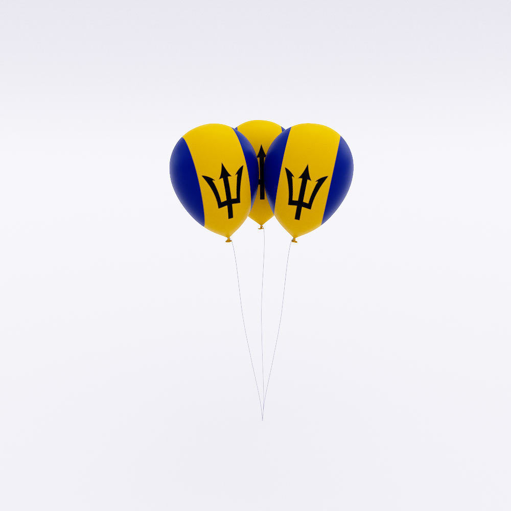 Barbados country balloon 3d model Low-poly 3D model_1