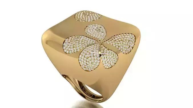Pave flower ring