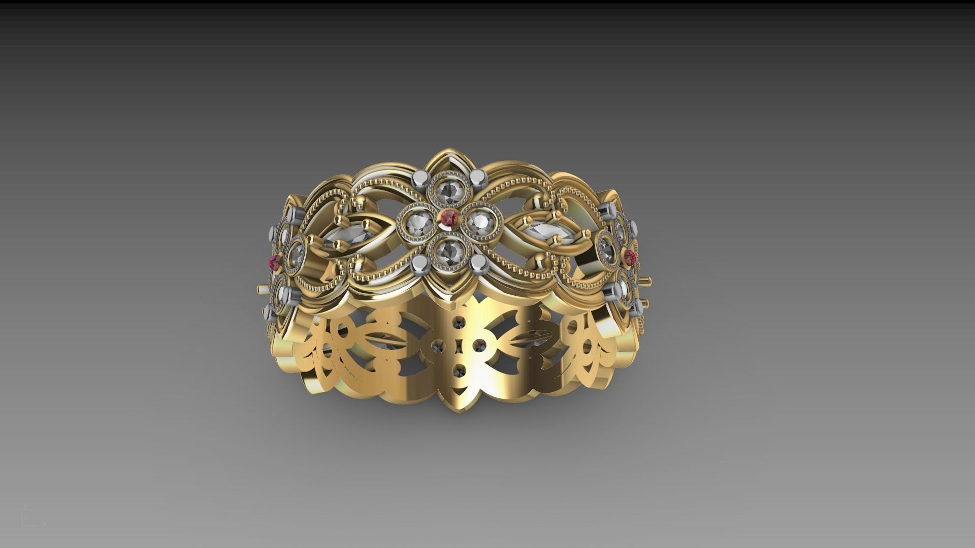 floral marquise ring stl verified  3D print model_3