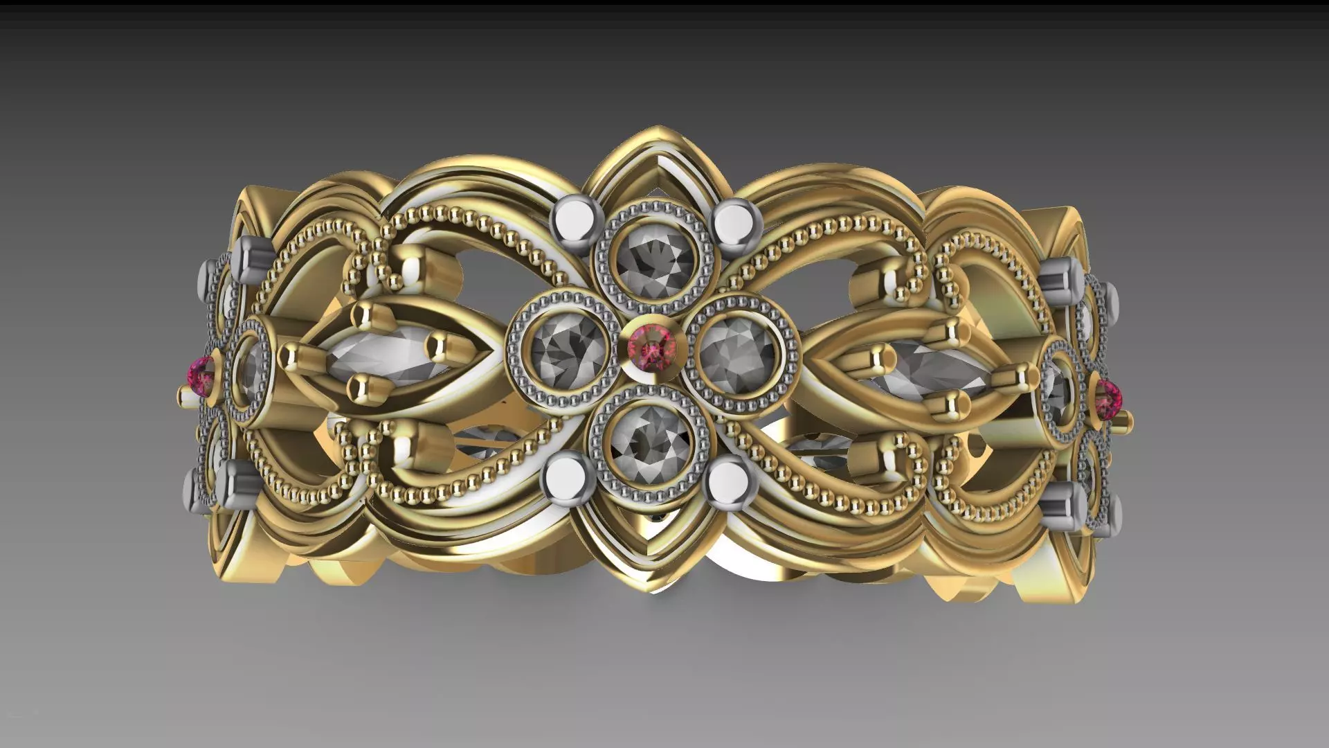 floral marquise ring stl verified  3D print model_0