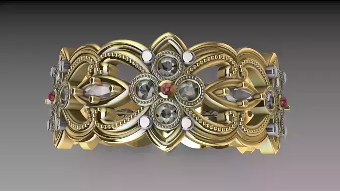 floral marquise ring stl verified  3D print model