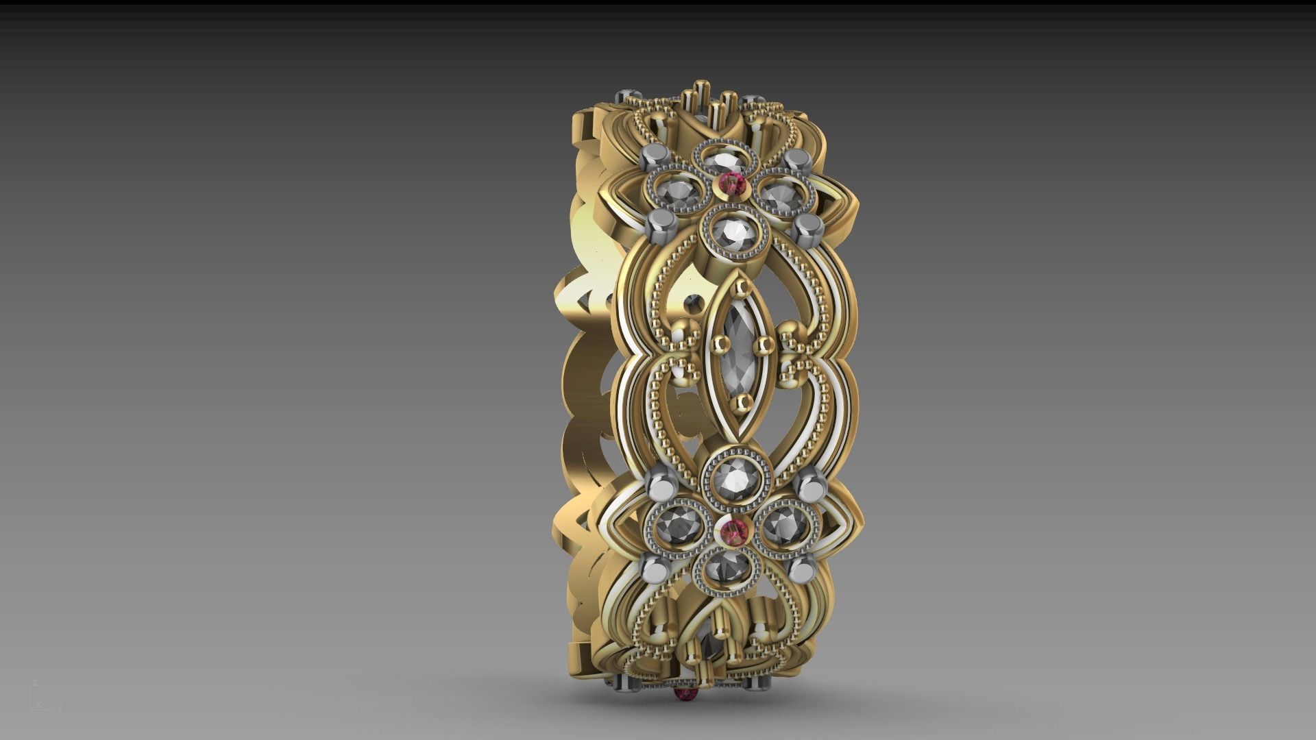 floral marquise ring stl verified  3D print model_17