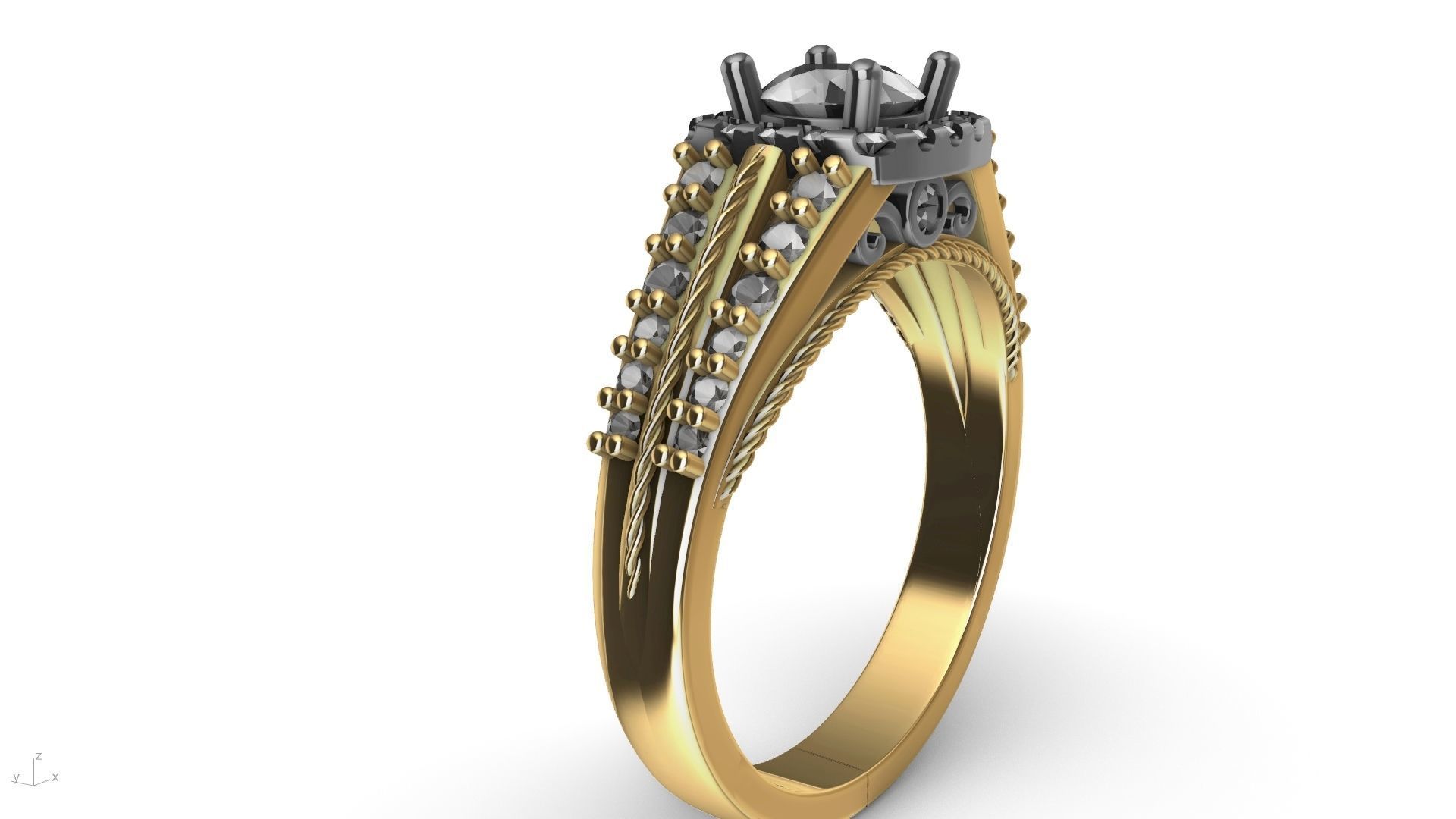engagement ring diamond  band stl verified  3D print model_5
