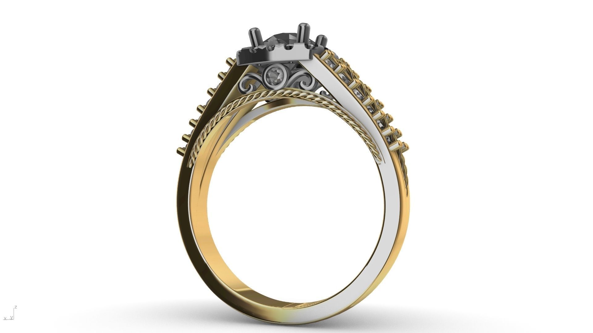 engagement ring diamond  band stl verified  3D print model_10