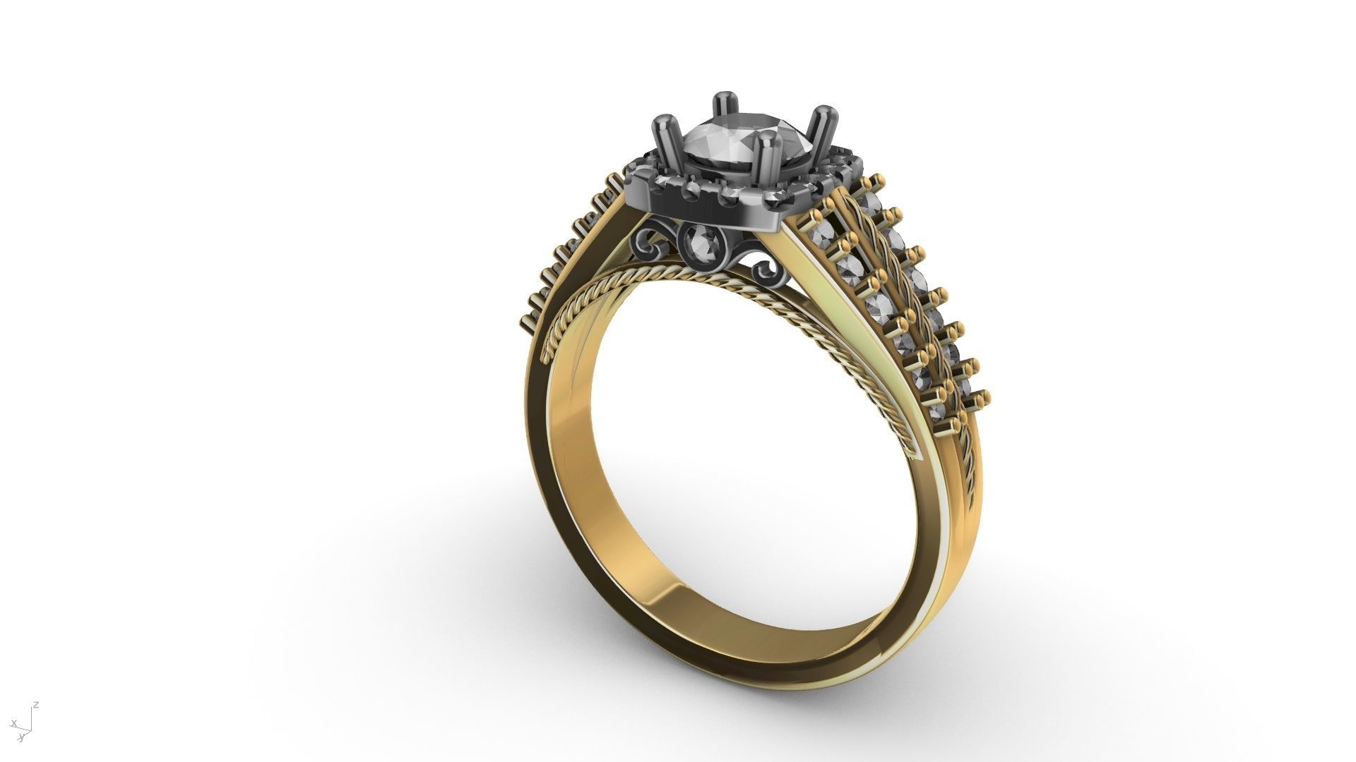 engagement ring diamond  band stl verified  3D print model_3