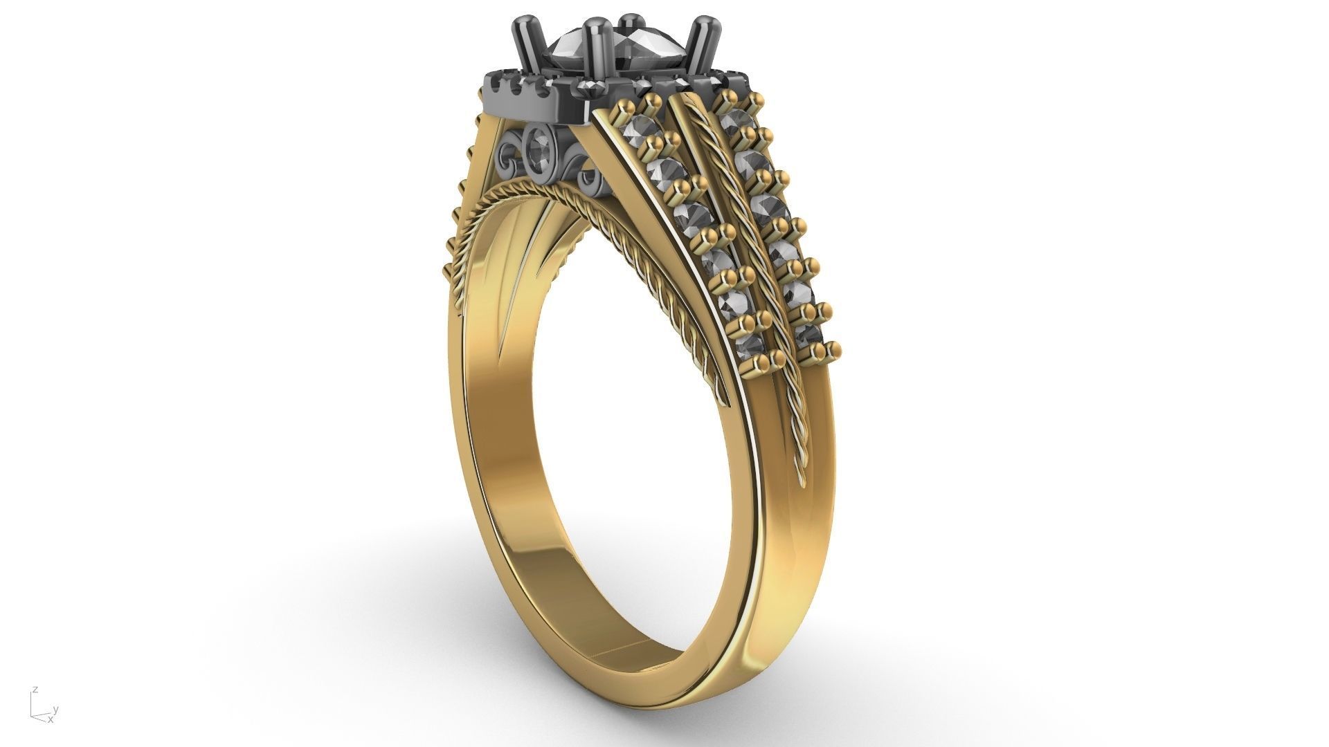 engagement ring diamond  band stl verified  3D print model_7