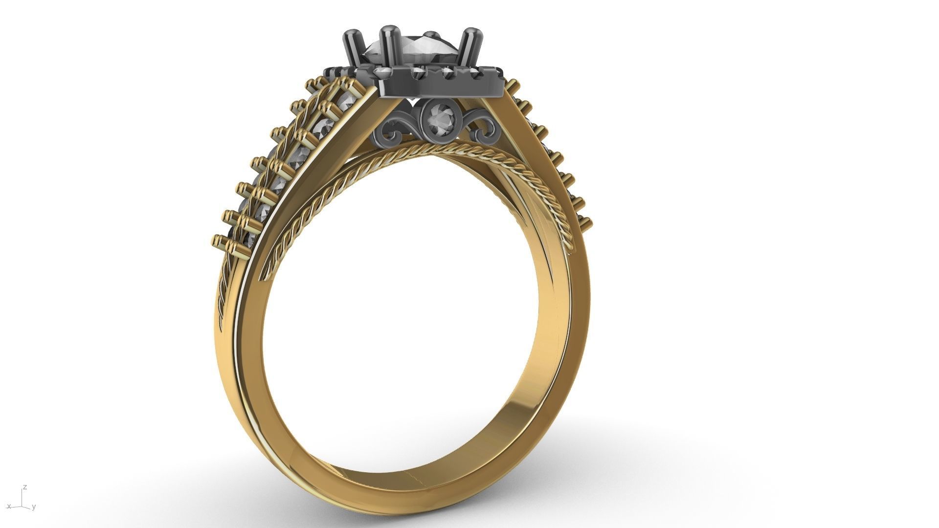 engagement ring diamond  band stl verified  3D print model_27