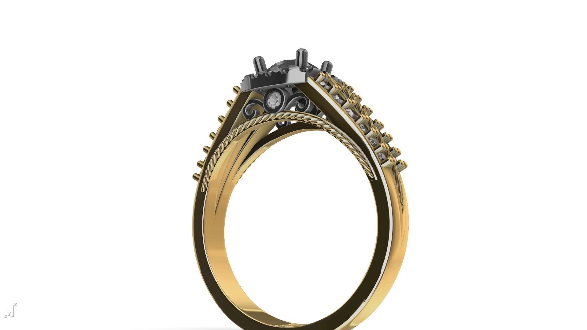 engagement ring diamond  band stl verified  3D print model_14