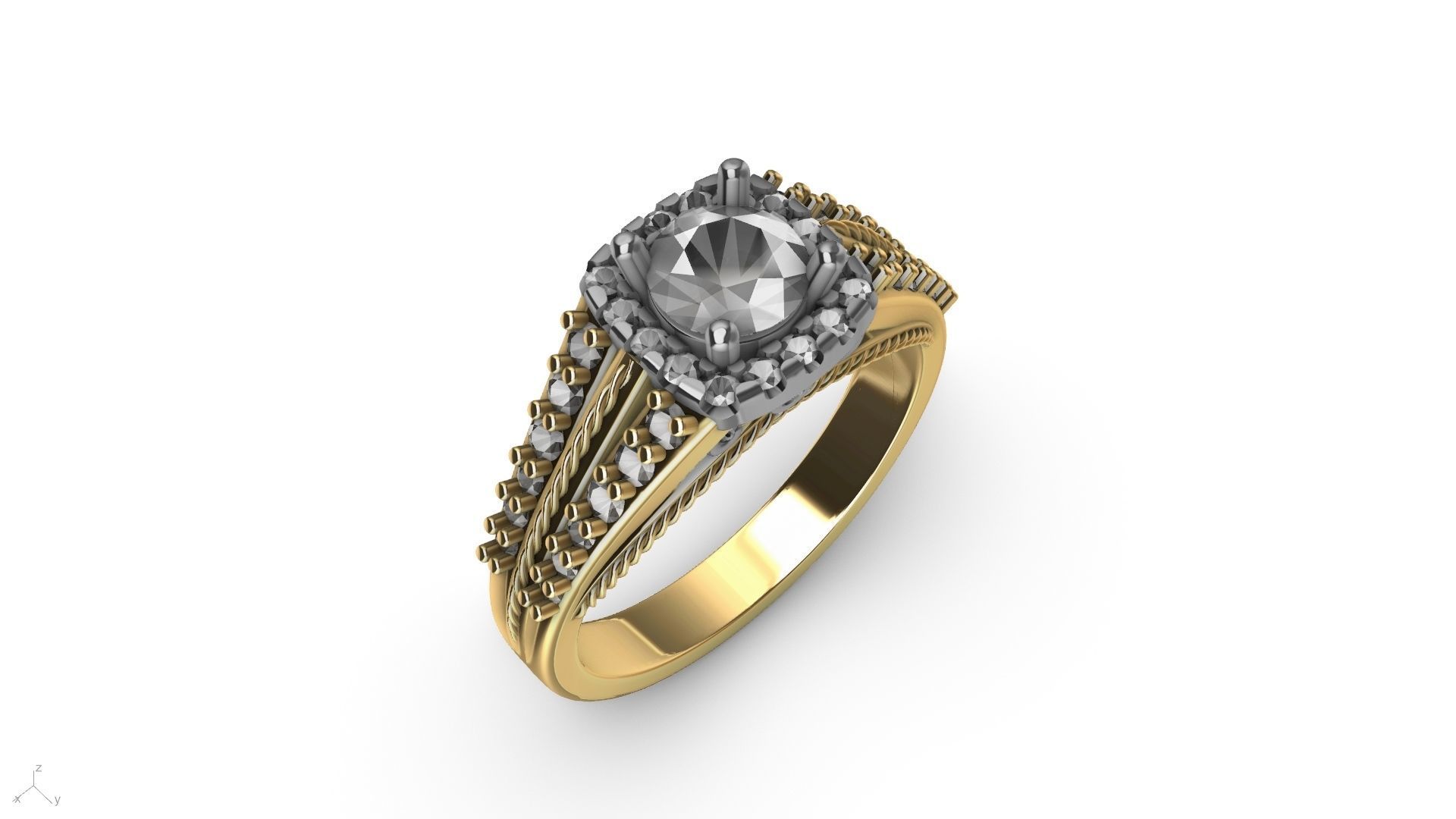 engagement ring diamond  band stl verified  3D print model_13