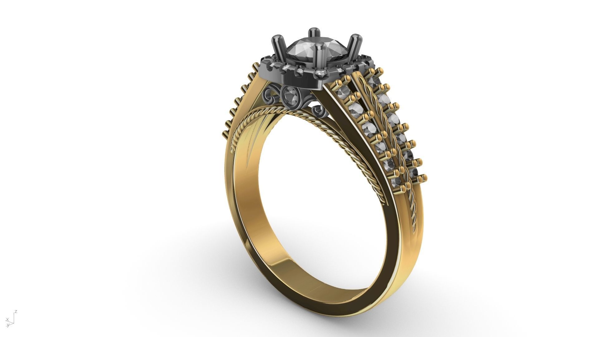 engagement ring diamond  band stl verified  3D print model_21