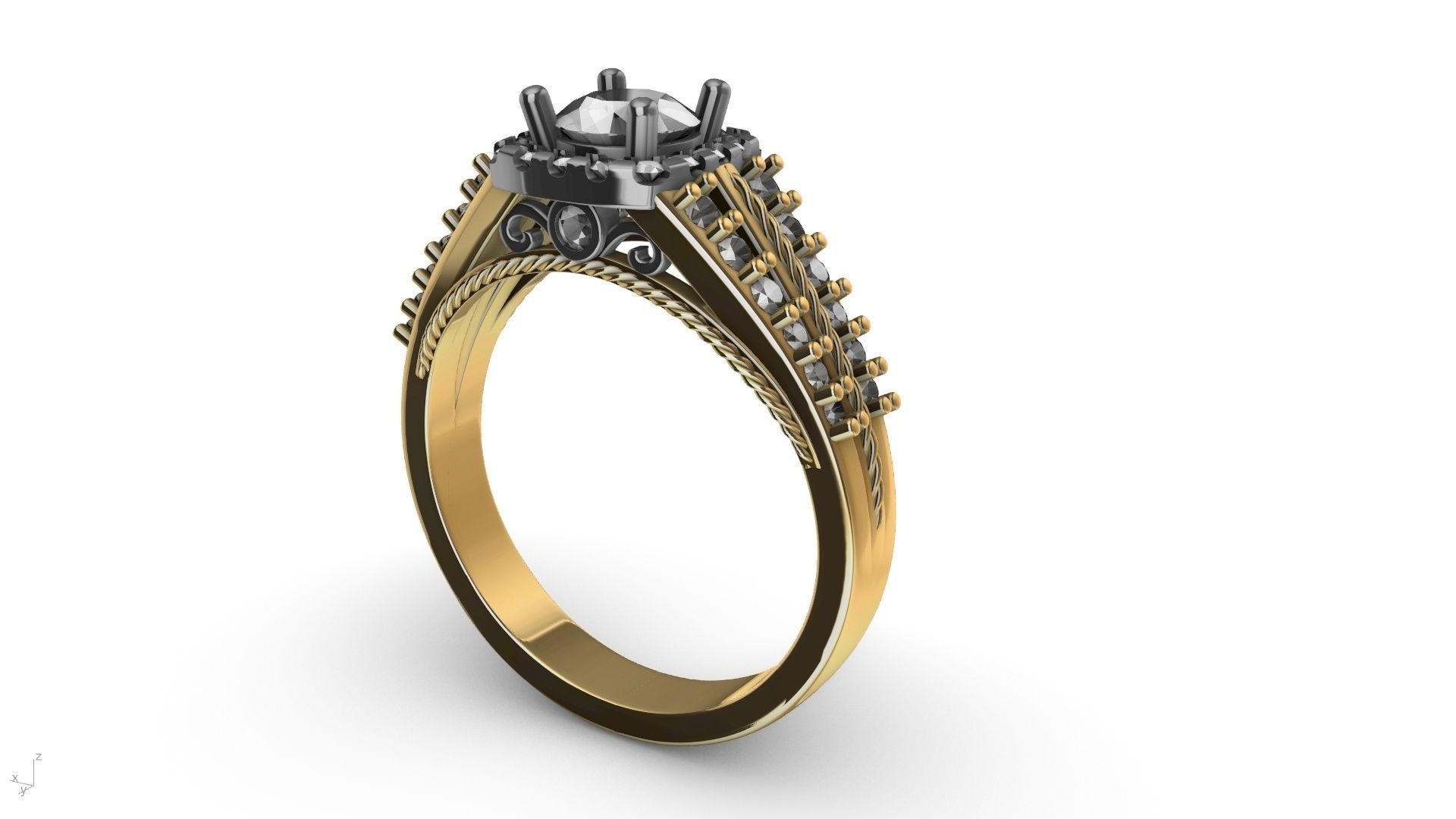 engagement ring diamond  band stl verified  3D print model_24
