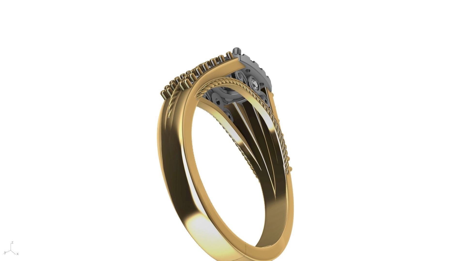 engagement ring diamond  band stl verified  3D print model_15