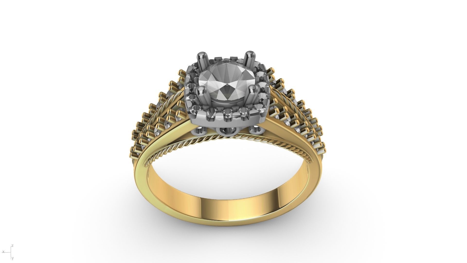engagement ring diamond  band stl verified  3D print model_17