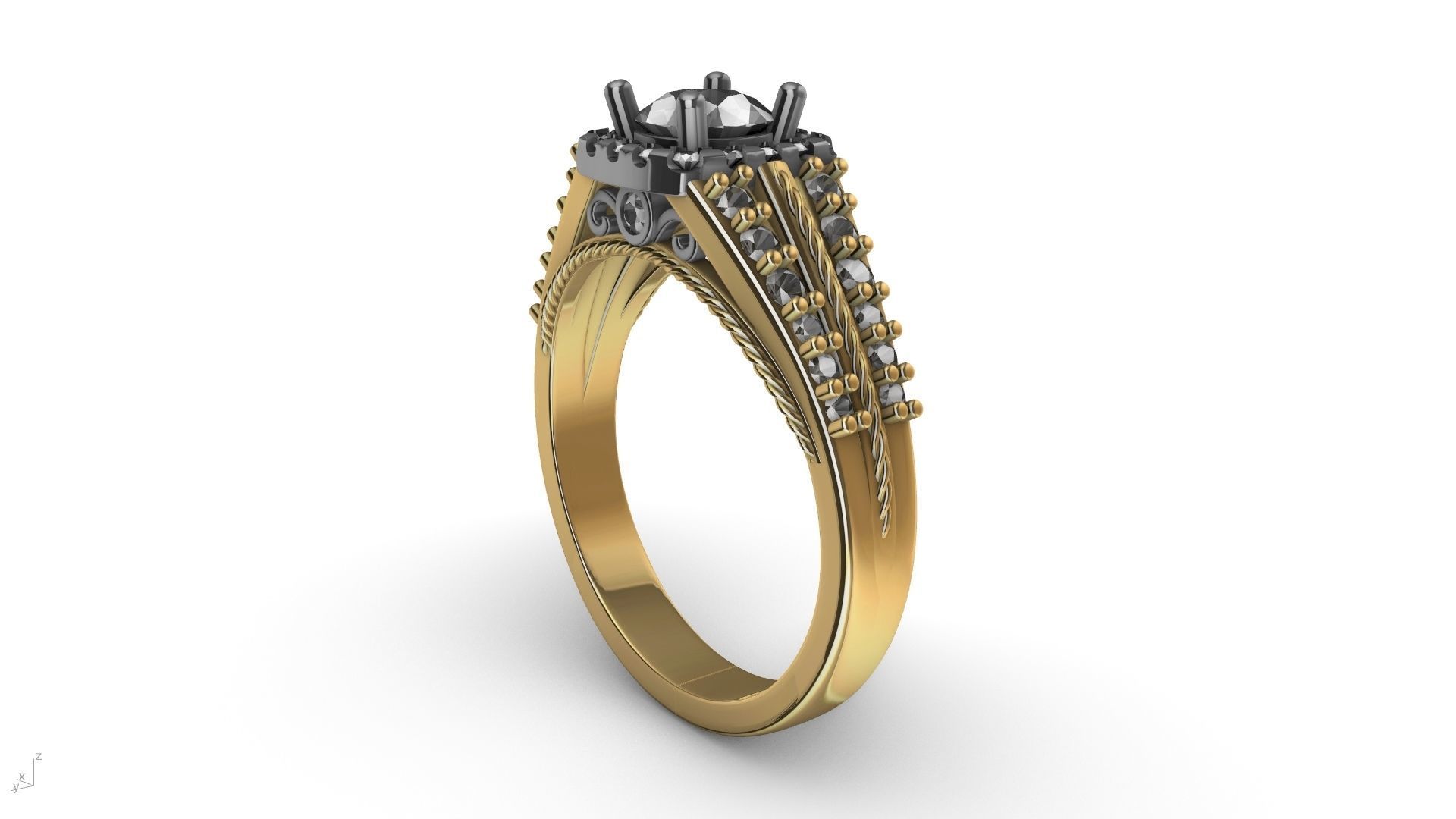 engagement ring diamond  band stl verified  3D print model_4