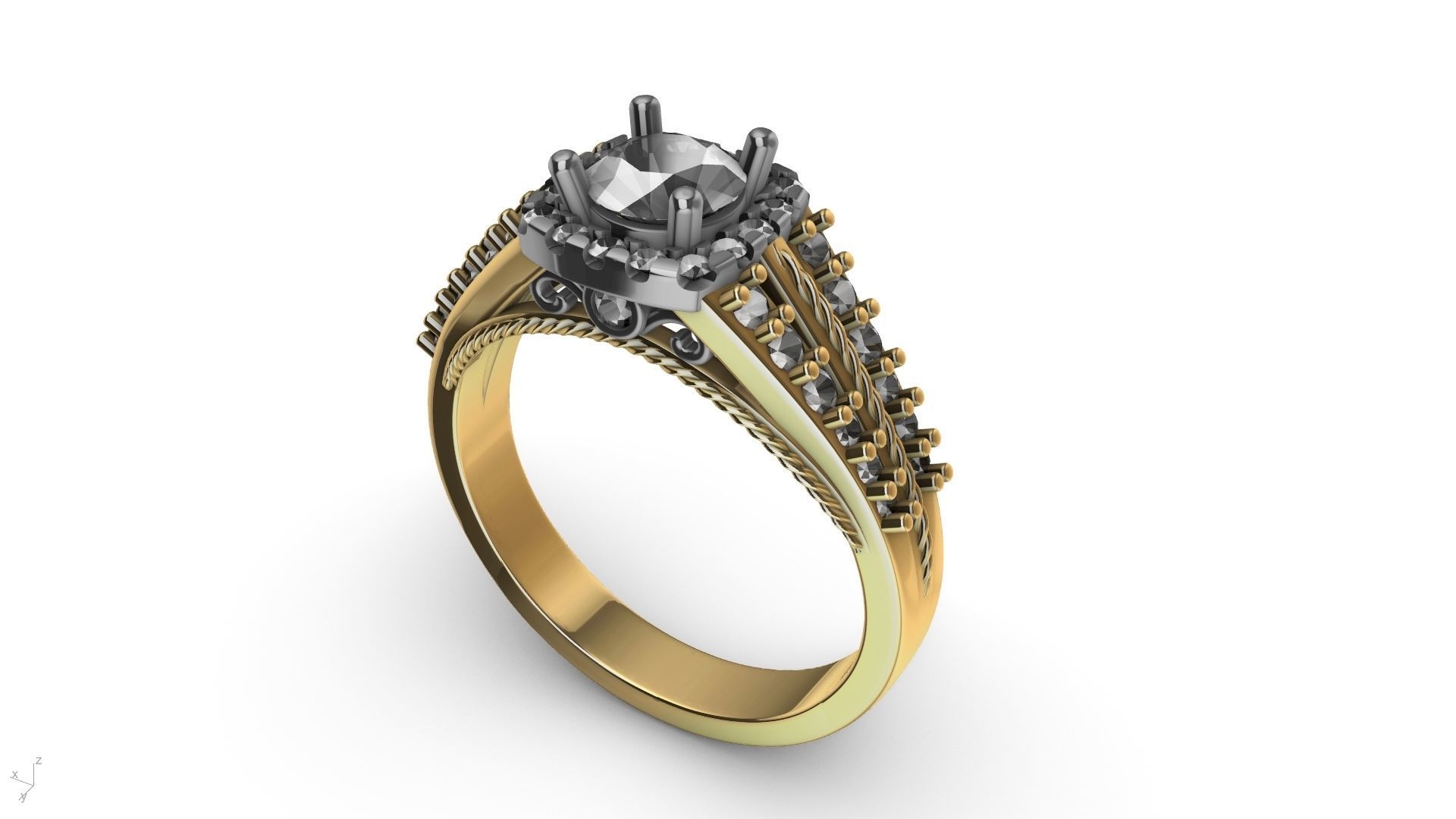 engagement ring diamond  band stl verified  3D print model_28