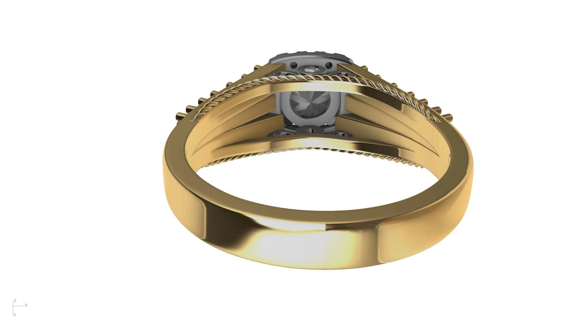 engagement ring diamond  band stl verified  3D print model_6