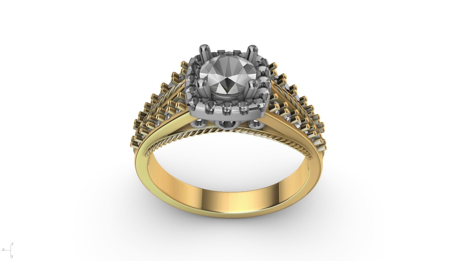 engagement ring diamond  band stl verified  3D print model_19