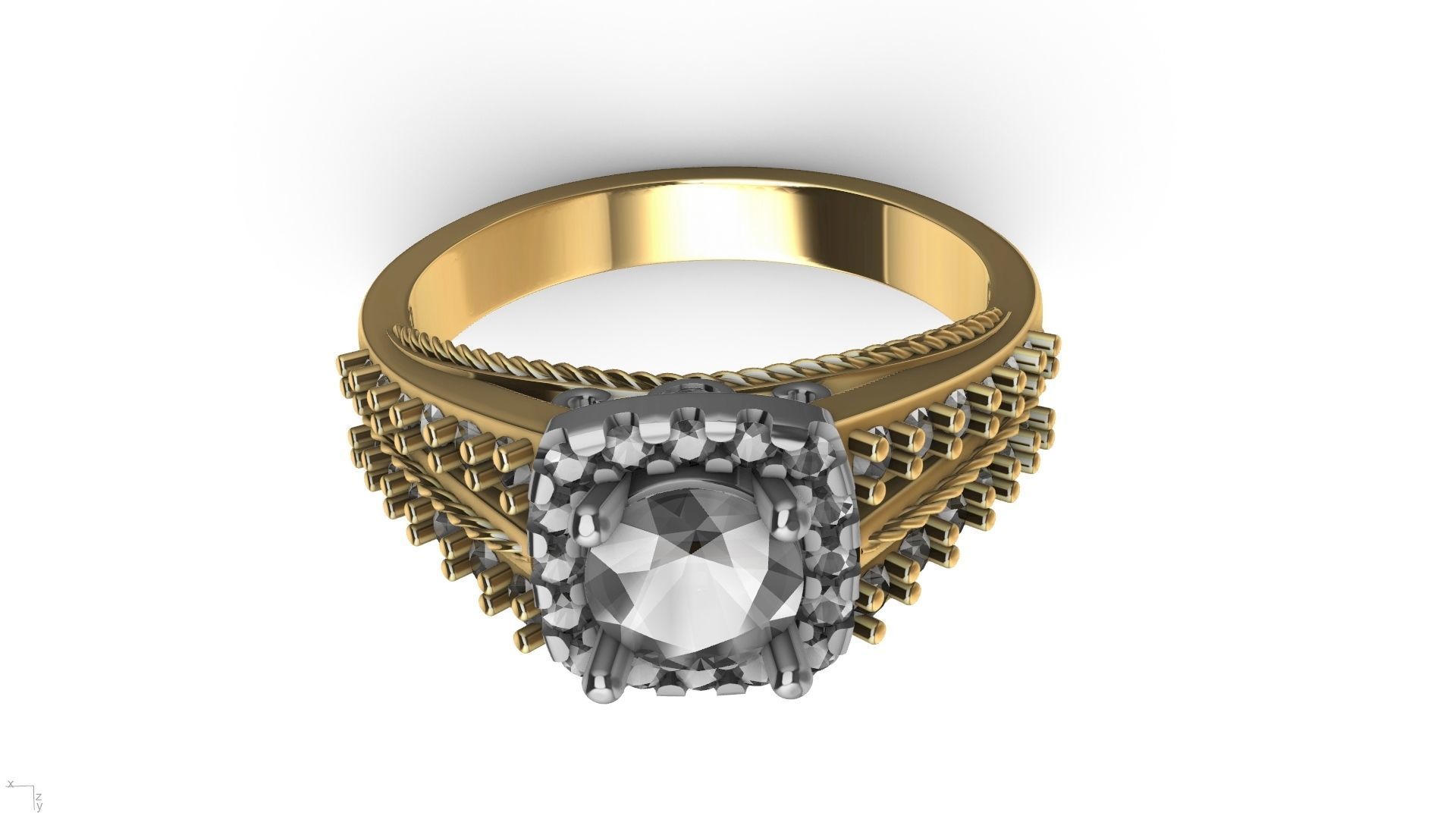 engagement ring diamond  band stl verified  3D print model_20
