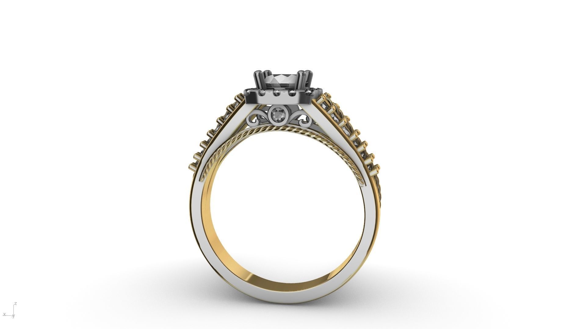 engagement ring diamond  band stl verified  3D print model_12
