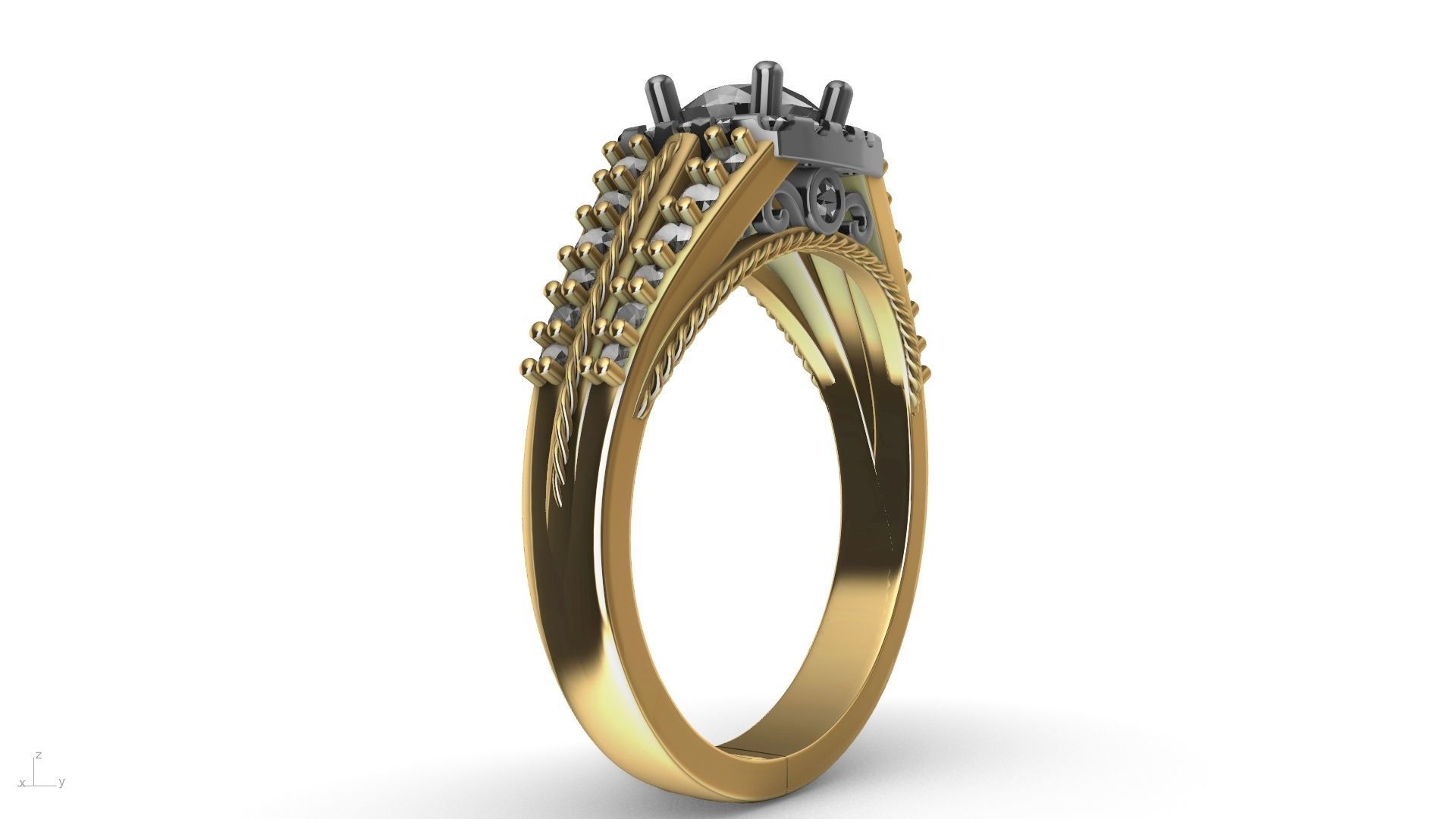 engagement ring diamond  band stl verified  3D print model_8