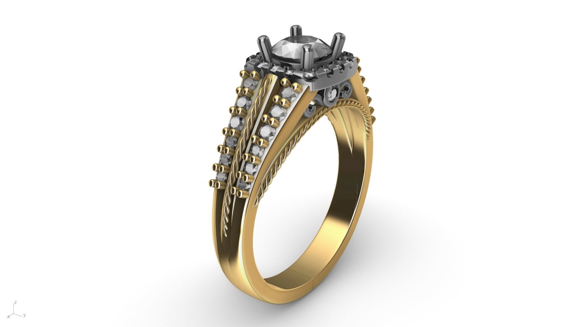 engagement ring diamond  band stl verified  3D print model_9