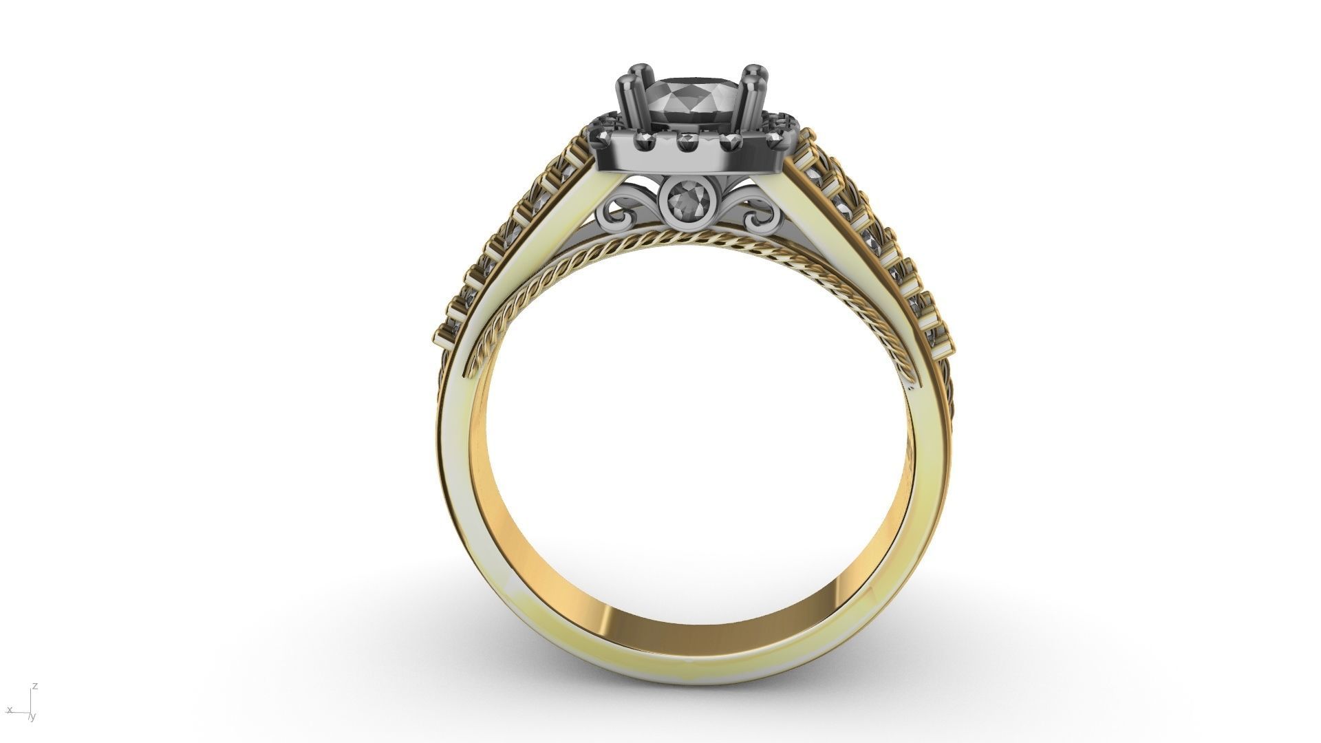 engagement ring diamond  band stl verified  3D print model_22