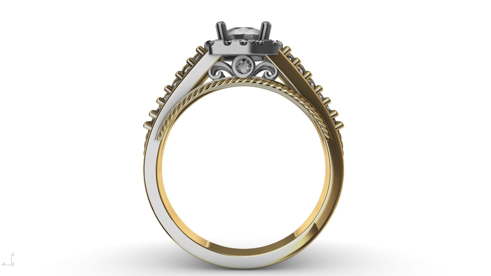 engagement ring diamond  band stl verified  3D print model_2