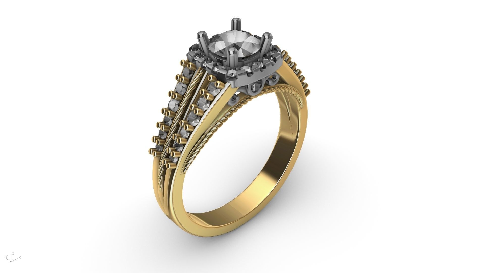 engagement ring diamond  band stl verified  3D print model_1