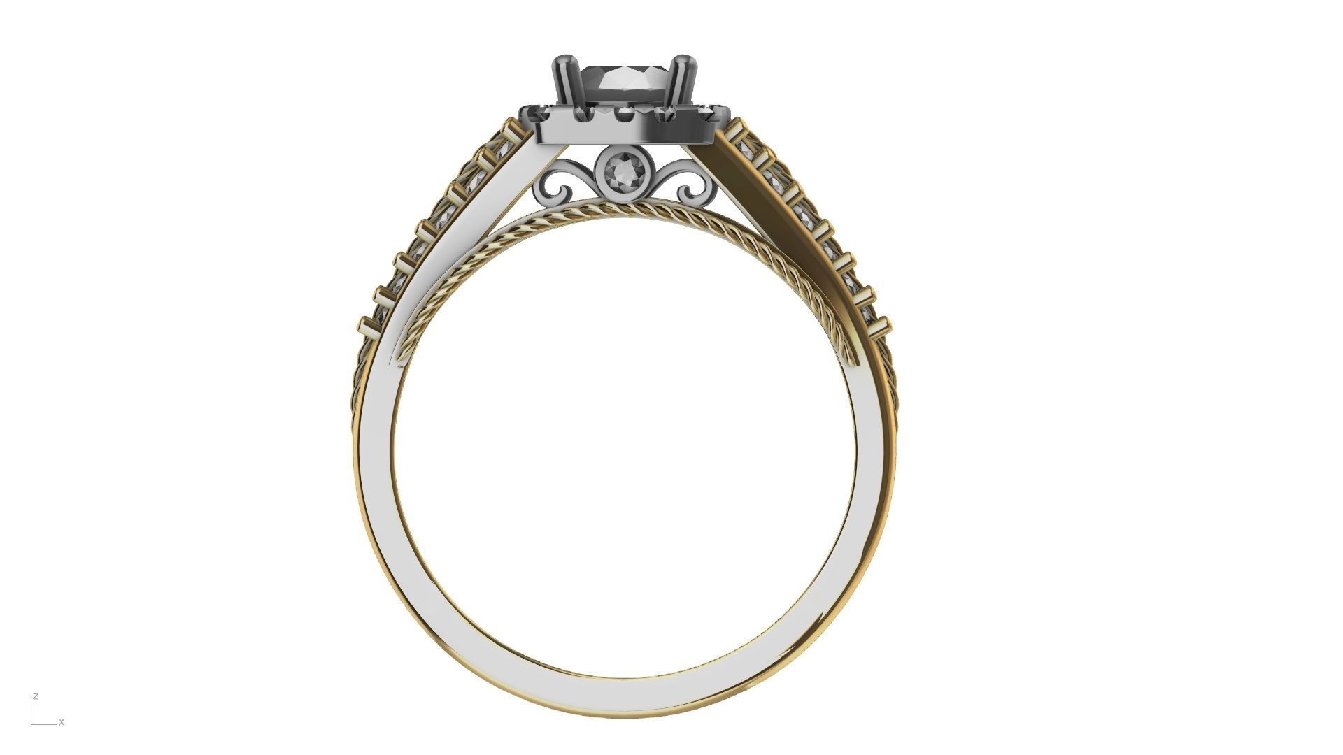engagement ring diamond  band stl verified  3D print model_23