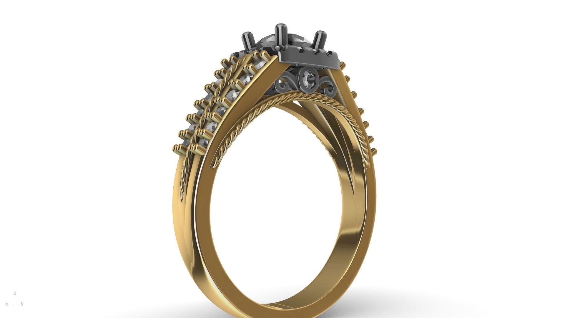 engagement ring diamond  band stl verified  3D print model_18