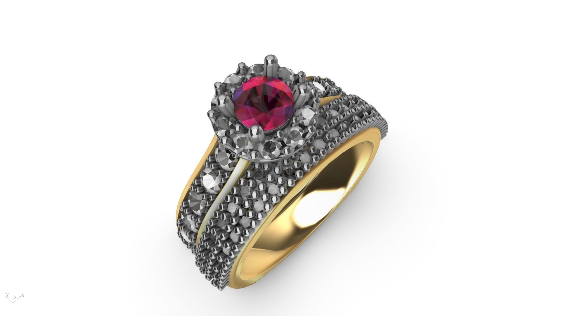 diamond wedding band shadow band stl verified  3D print model_7