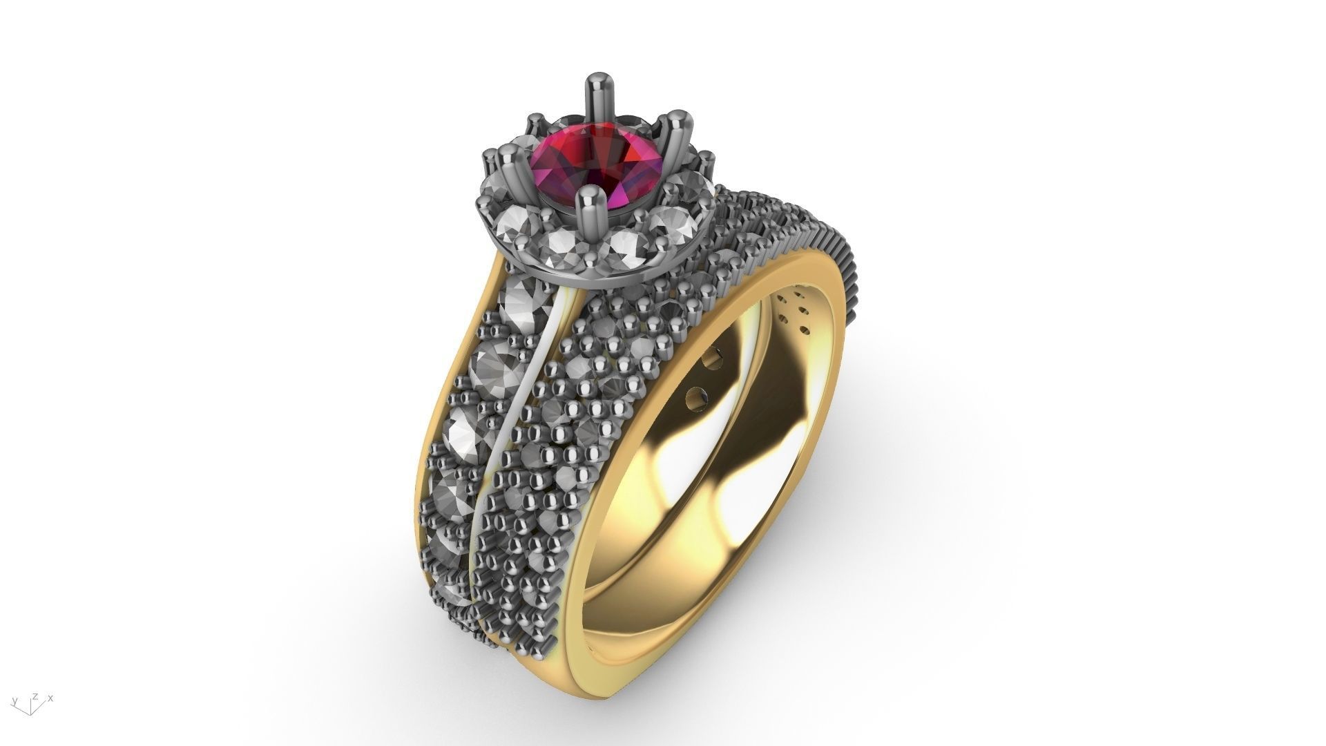 diamond wedding band shadow band stl verified  3D print model_22