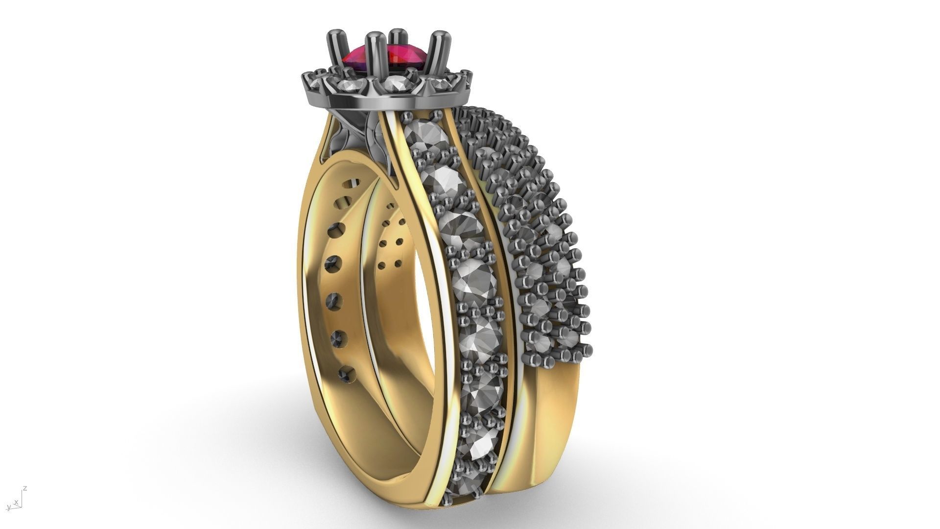 diamond wedding band shadow band stl verified  3D print model_23