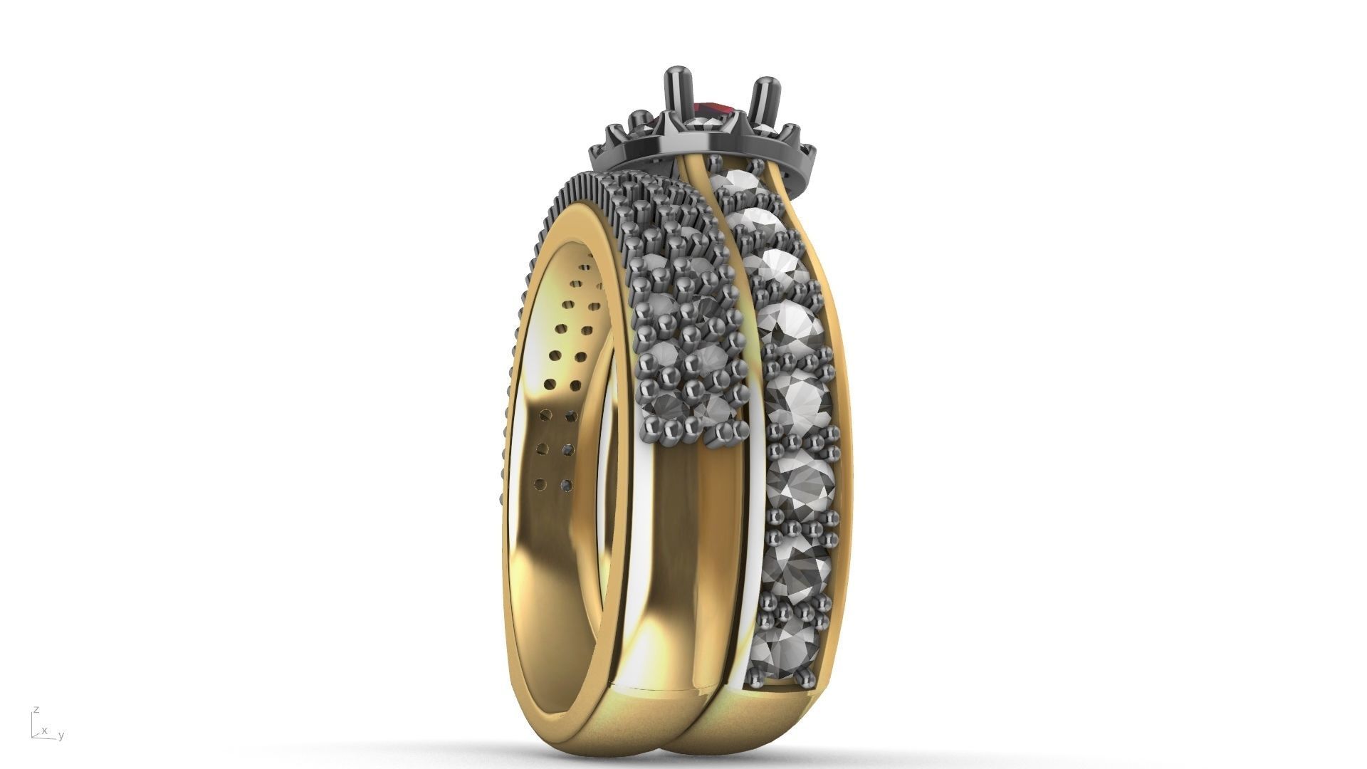 diamond wedding band shadow band stl verified  3D print model_6