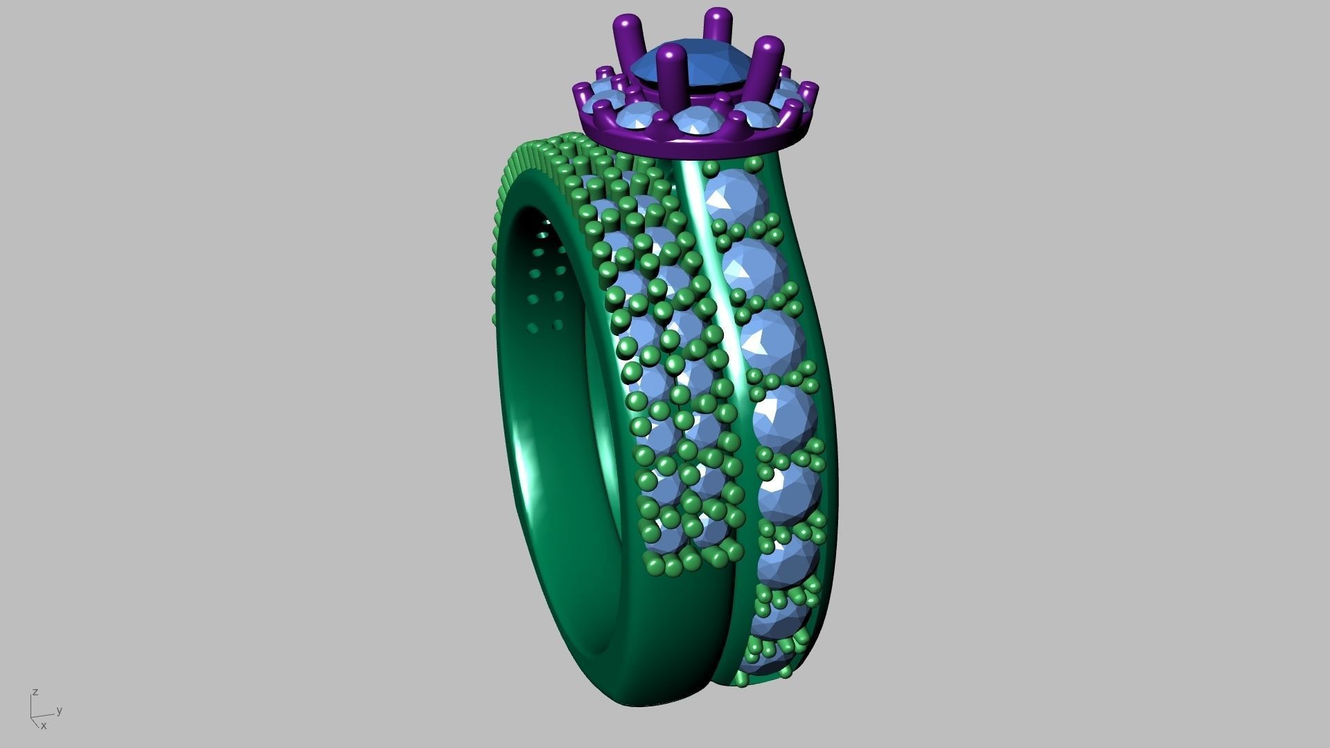 diamond wedding band shadow band stl verified  3D print model_12