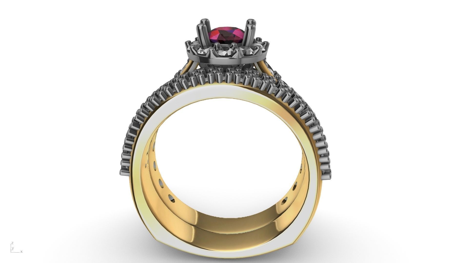 diamond wedding band shadow band stl verified  3D print model_4