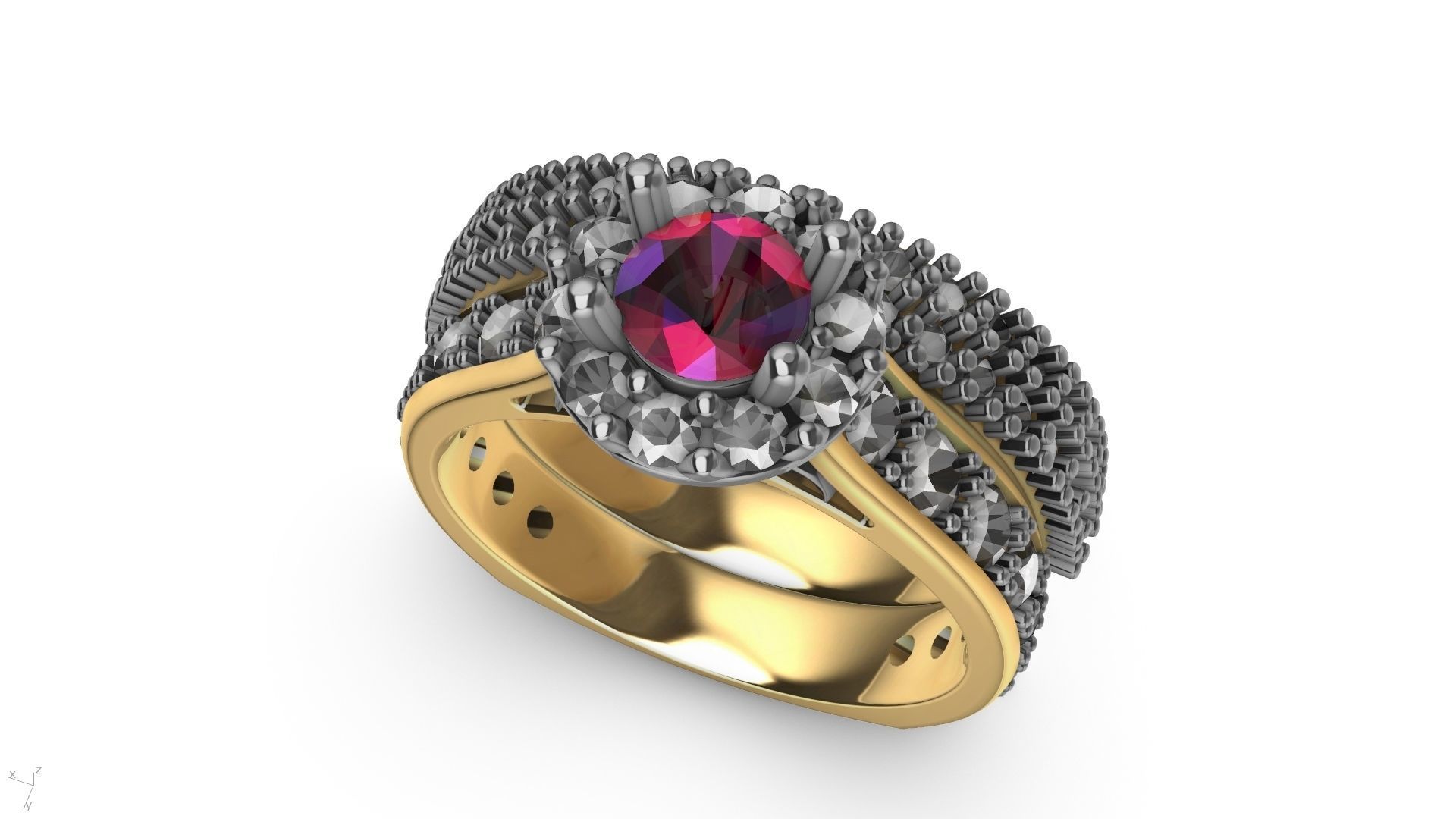 diamond wedding band shadow band stl verified  3D print model_1