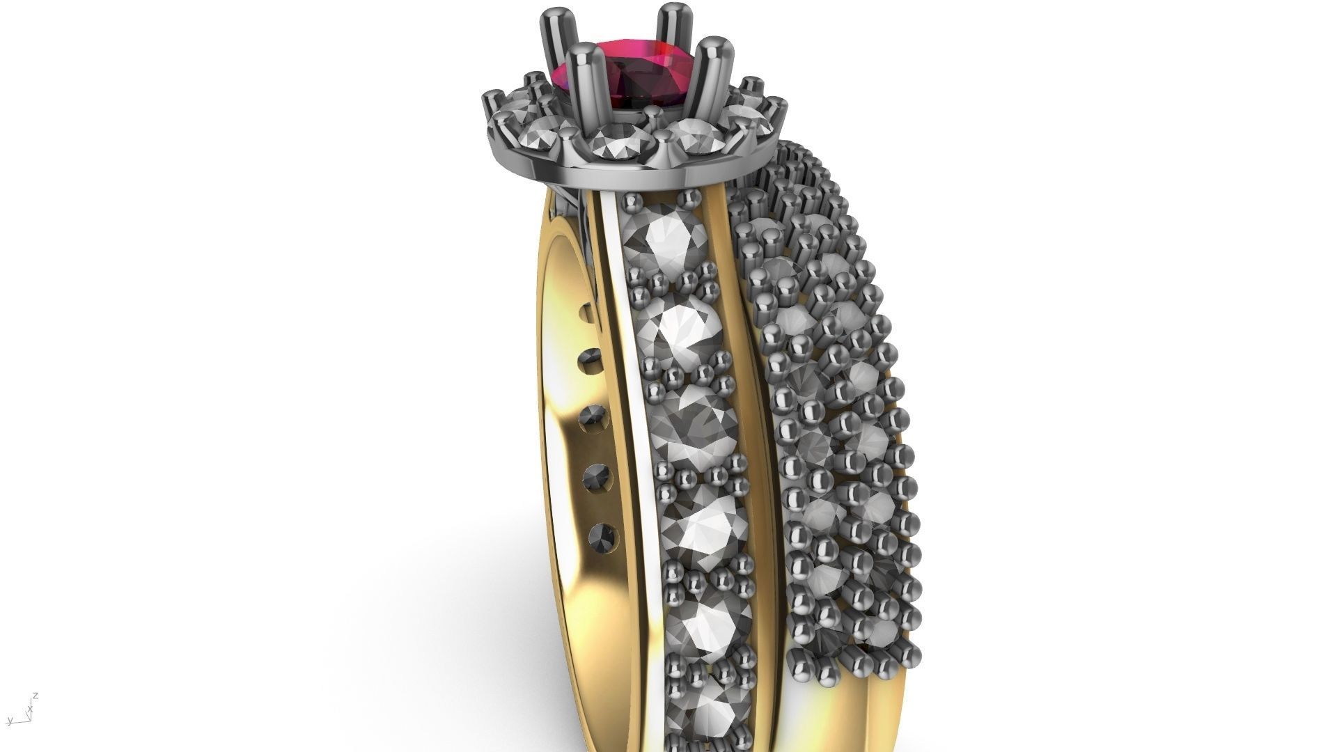 diamond wedding band shadow band stl verified  3D print model_2