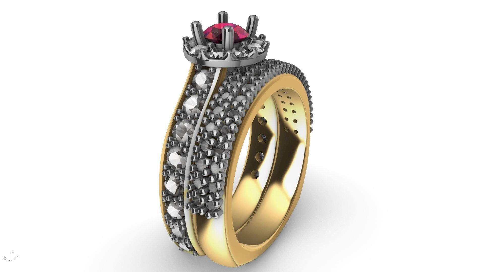 diamond wedding band shadow band stl verified  3D print model_3