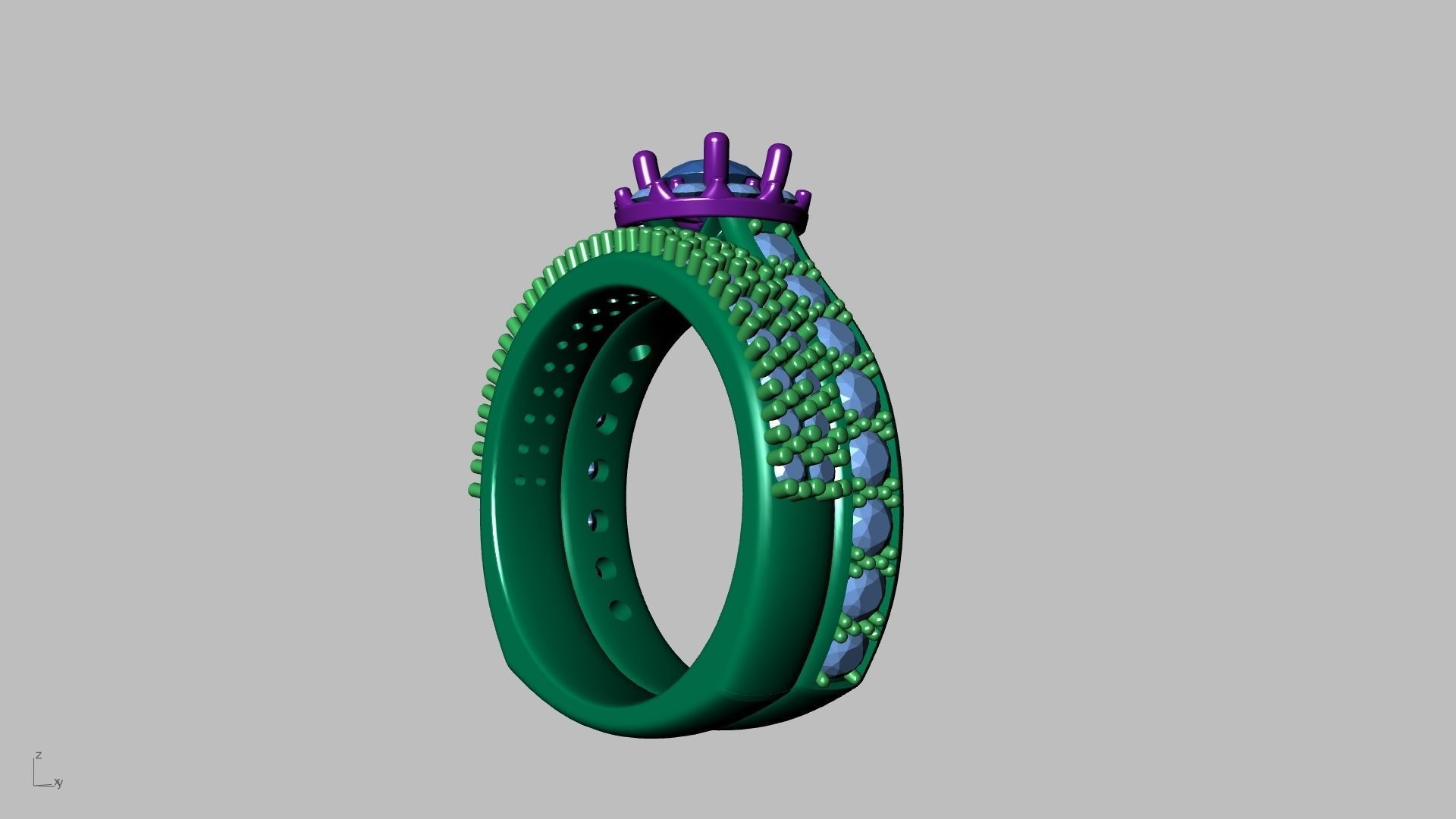 diamond wedding band shadow band stl verified  3D print model_16