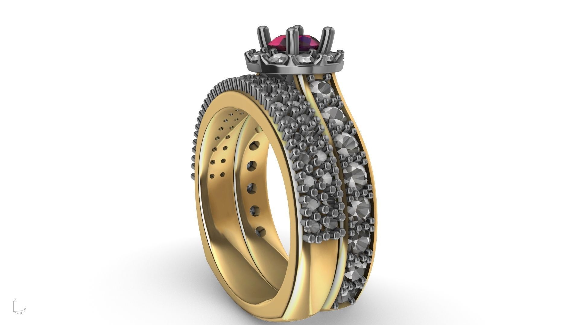 diamond wedding band shadow band stl verified  3D print model_9