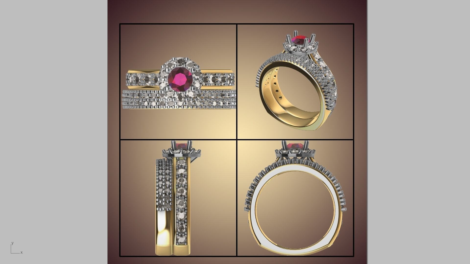 diamond wedding band shadow band stl verified  3D print model_25