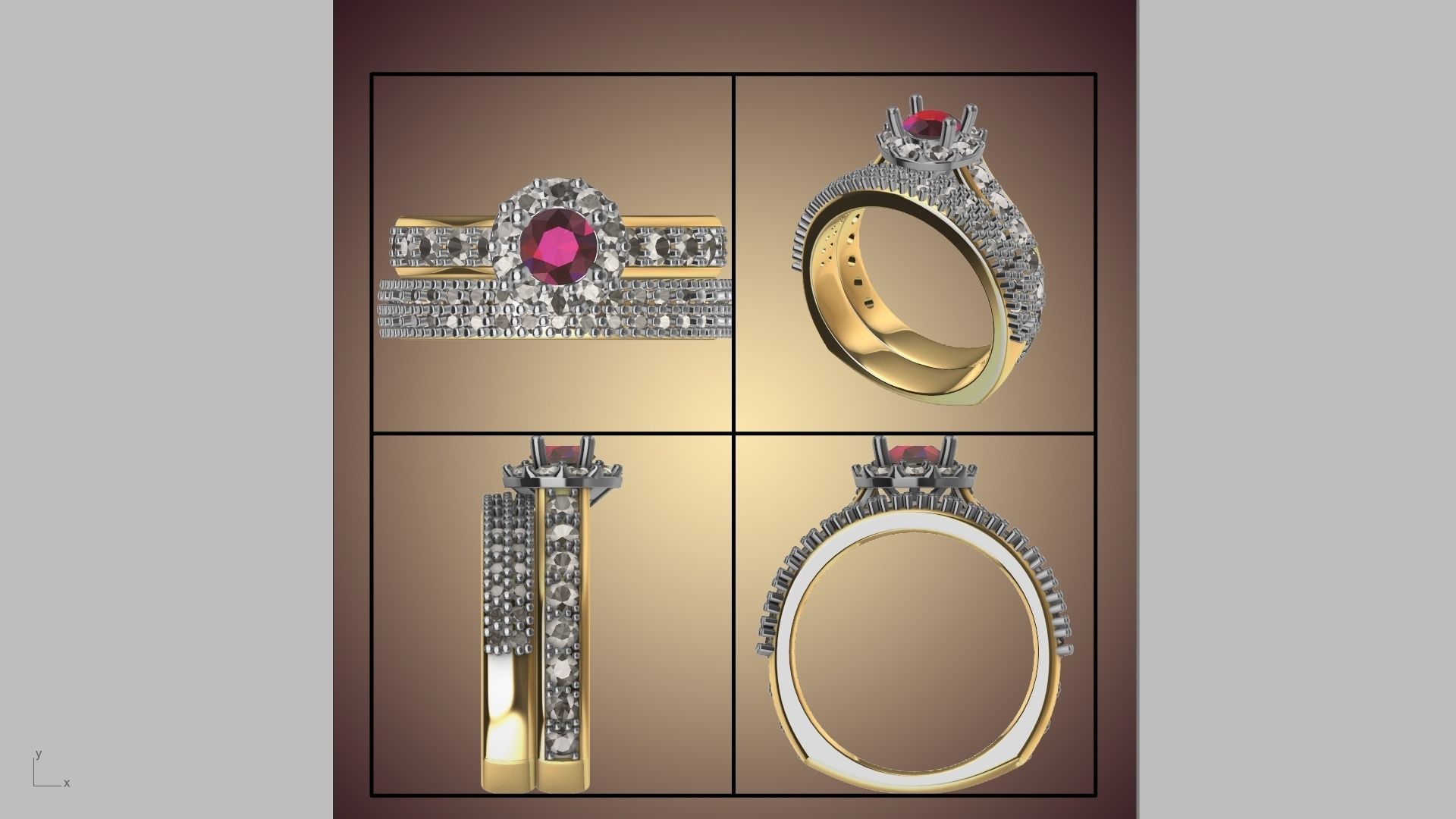 diamond wedding band shadow band stl verified  3D print model_24