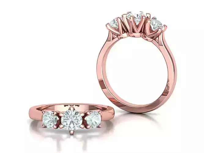 Three Stone Engagement ring 5mm main stone printable 3dmodel