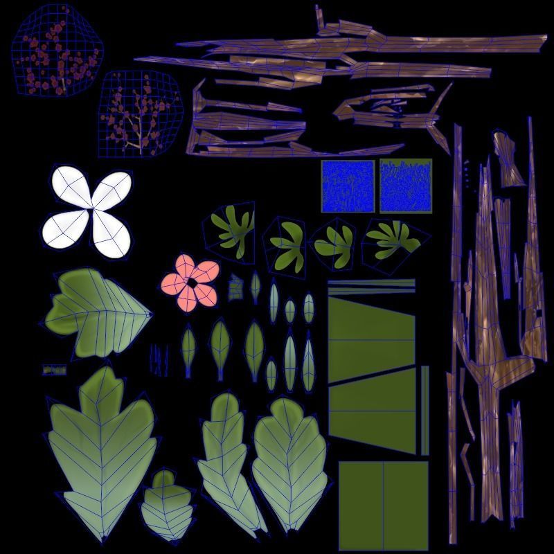 Stylized Foliage Pack - UE4 preview images Low-poly 3D model_4