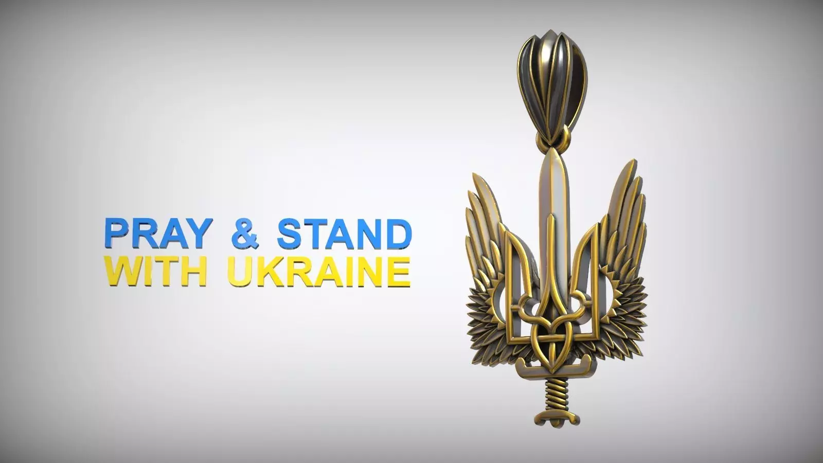 Trident Sword Wings Ukrainian Amulet Pendant Free 3D print model