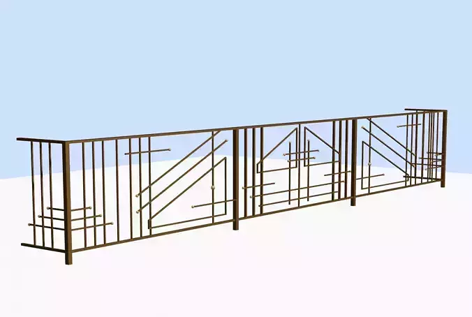 Iron balcony railing 3D model obj glb