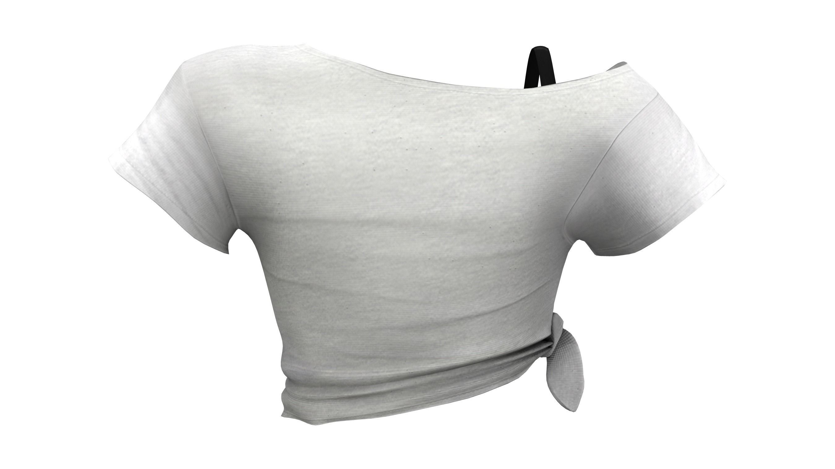 Off Shoulder Crop Tied T-shirt Low-poly 3D model_5